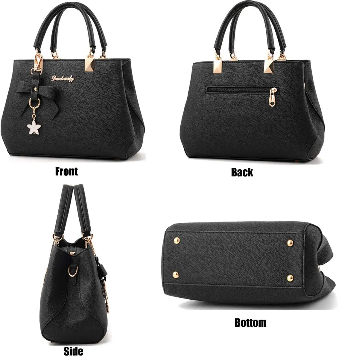 Women Bowknot Satchel Bags Handle Shoulder Handbags and Purses Pockets Zipper Leather Crossbody Bags