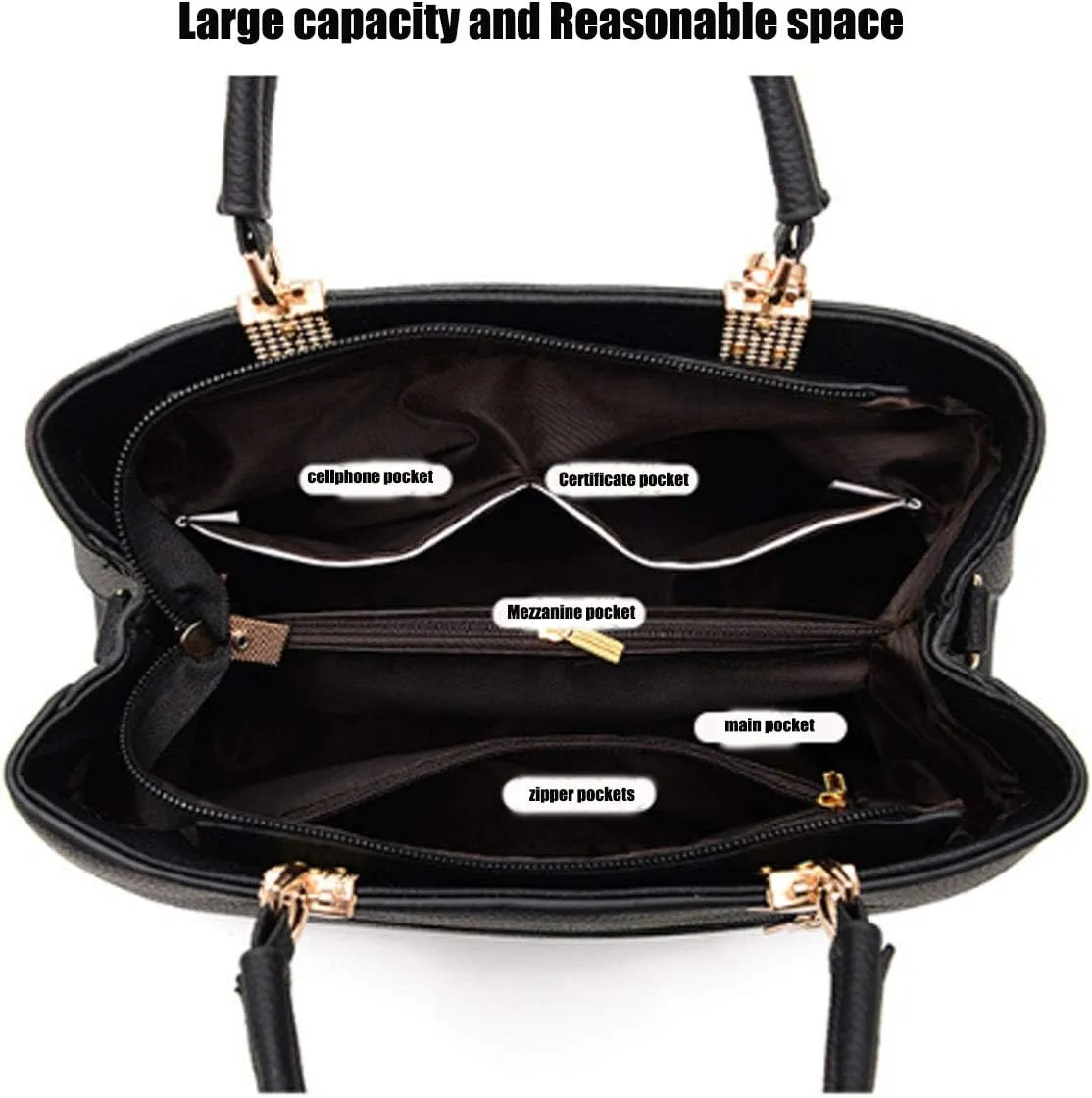 Women Bowknot Satchel Bags Handle Shoulder Handbags and Purses Pockets Zipper Leather Crossbody Bags