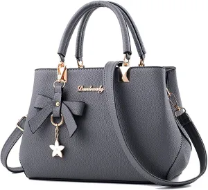 Women Bowknot Satchel Bags Handle Shoulder Handbags and Purses Pockets Zipper Leather Crossbody Bags