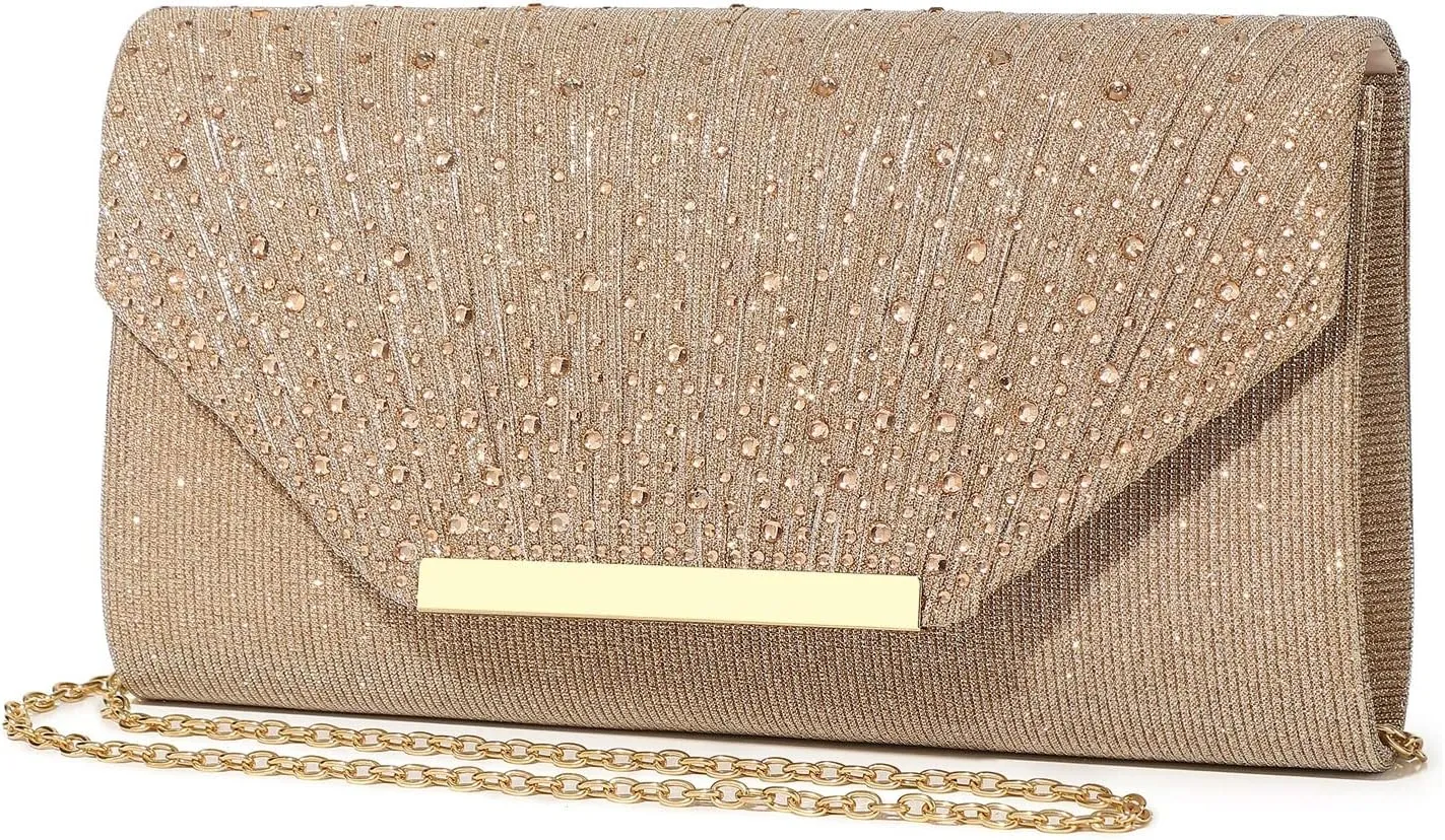 Women Evening Bags Glitter Sequins Clutch Purses for Women Shiny Crystal Falp Handbag Formal Wedding Party Prom Purse
