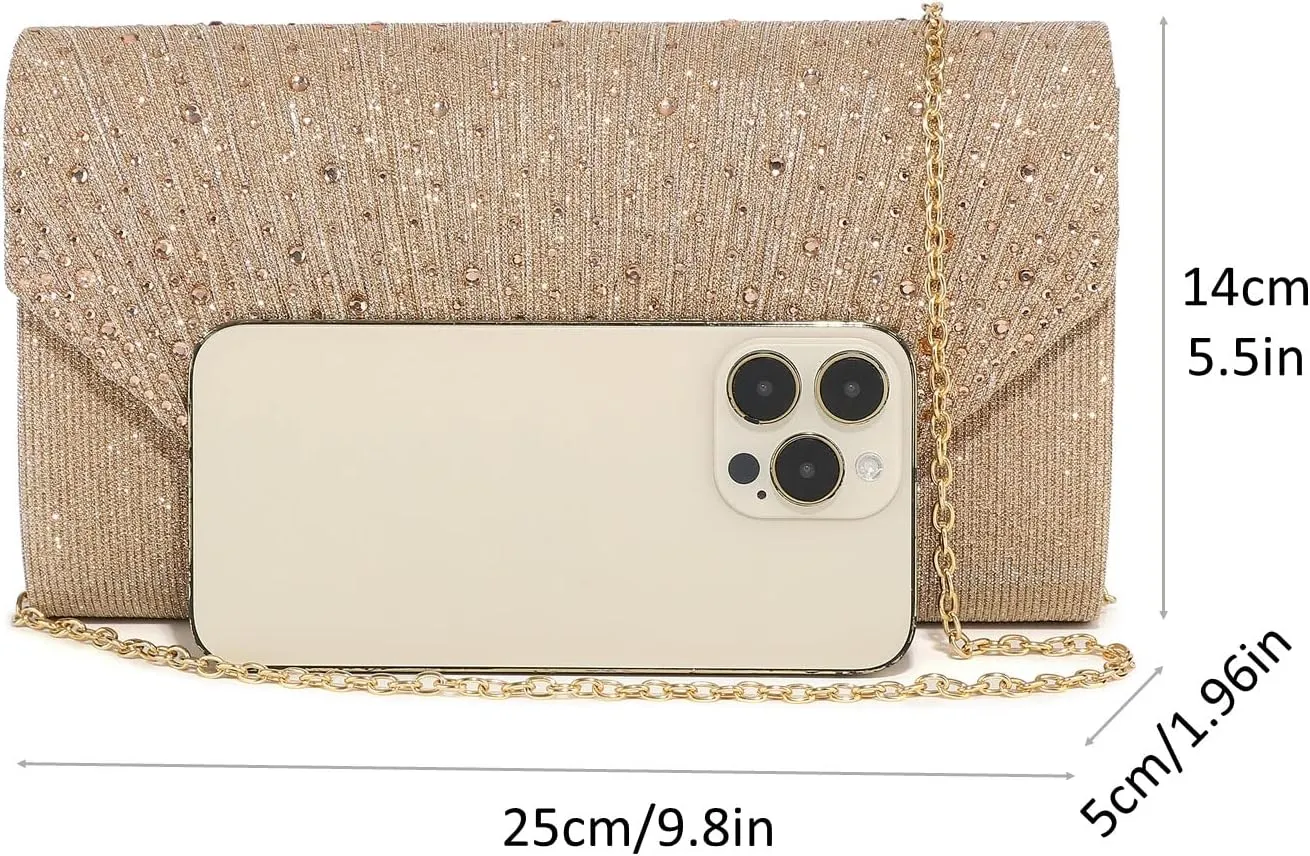 Women Evening Bags Glitter Sequins Clutch Purses for Women Shiny Crystal Falp Handbag Formal Wedding Party Prom Purse