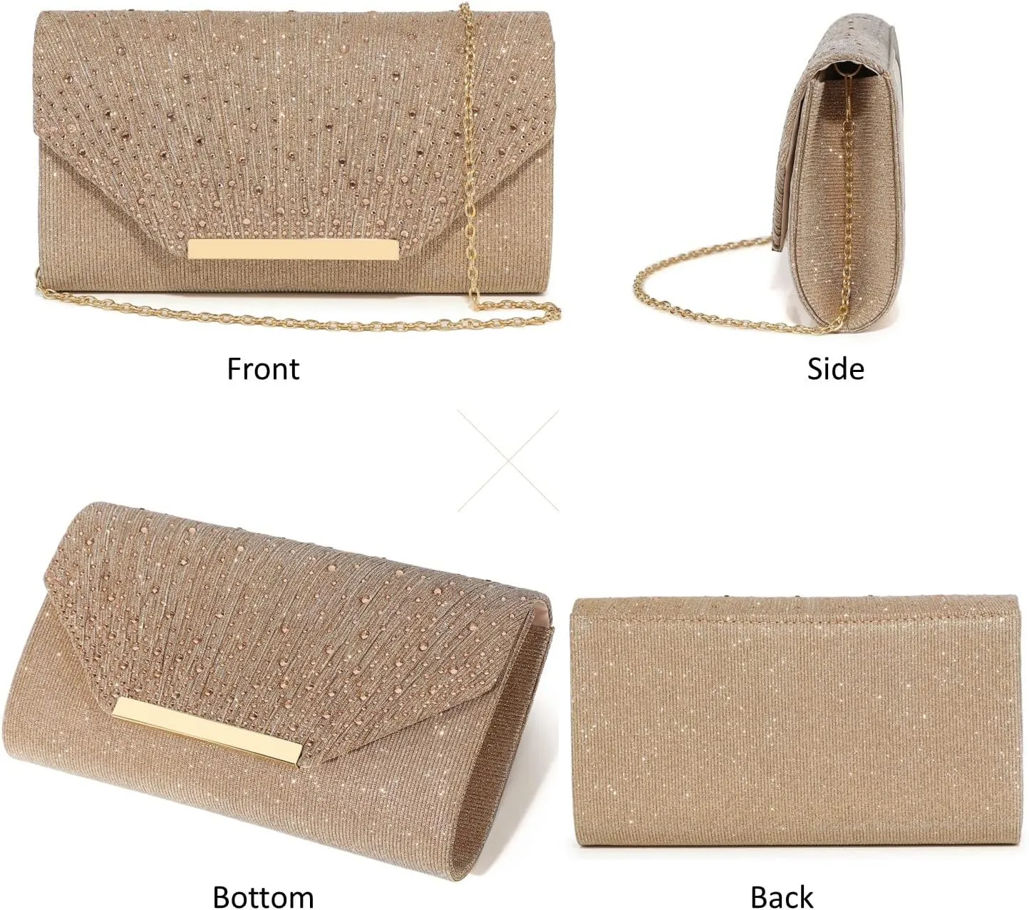 Women Evening Bags Glitter Sequins Clutch Purses for Women Shiny Crystal Falp Handbag Formal Wedding Party Prom Purse