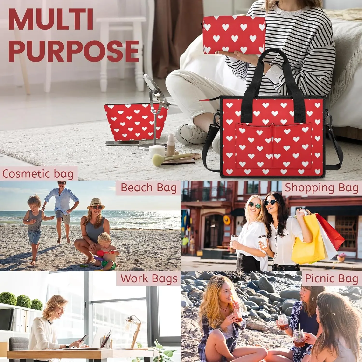 Women Fashion Tote Bag Wallet Shoulder Bags Set 3PCS Top Handle Satchel Purse Large Zippered Handbag Daily Use