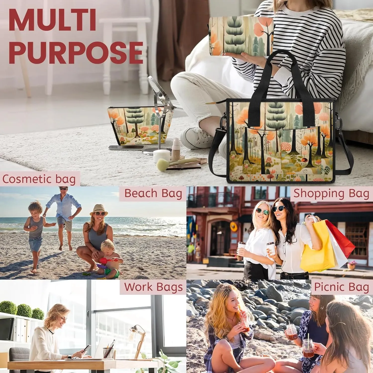 Women Fashion Tote Bag Wallet Shoulder Bags Set 3PCS Top Handle Satchel Purse Large Zippered Handbag Daily Use
