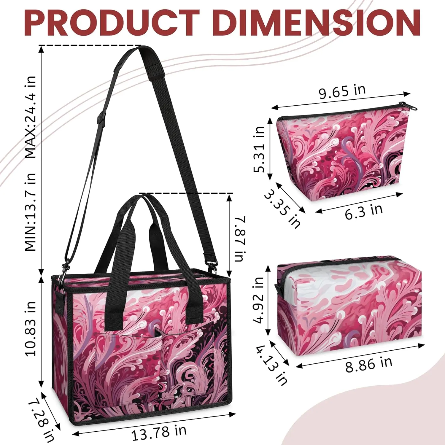 Women Fashion Tote Bag Wallet Shoulder Bags Set 3PCS Top Handle Satchel Purse Large Zippered Handbag Daily Use