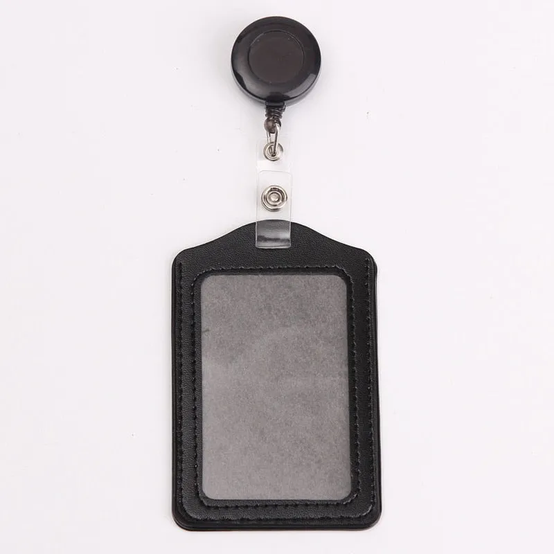 Women Men Cruise Retractable Badge Reel ID Card Holder Cover Case Nurse Badge Lanyards Fashion PU Leather Card Holders Set