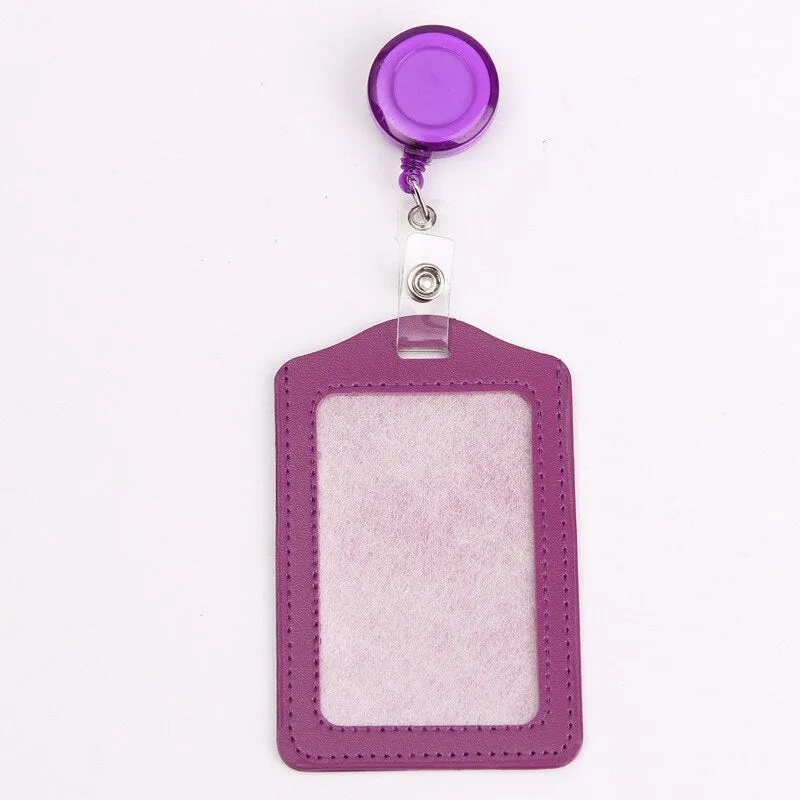 Women Men Cruise Retractable Badge Reel ID Card Holder Cover Case Nurse Badge Lanyards Fashion PU Leather Card Holders Set