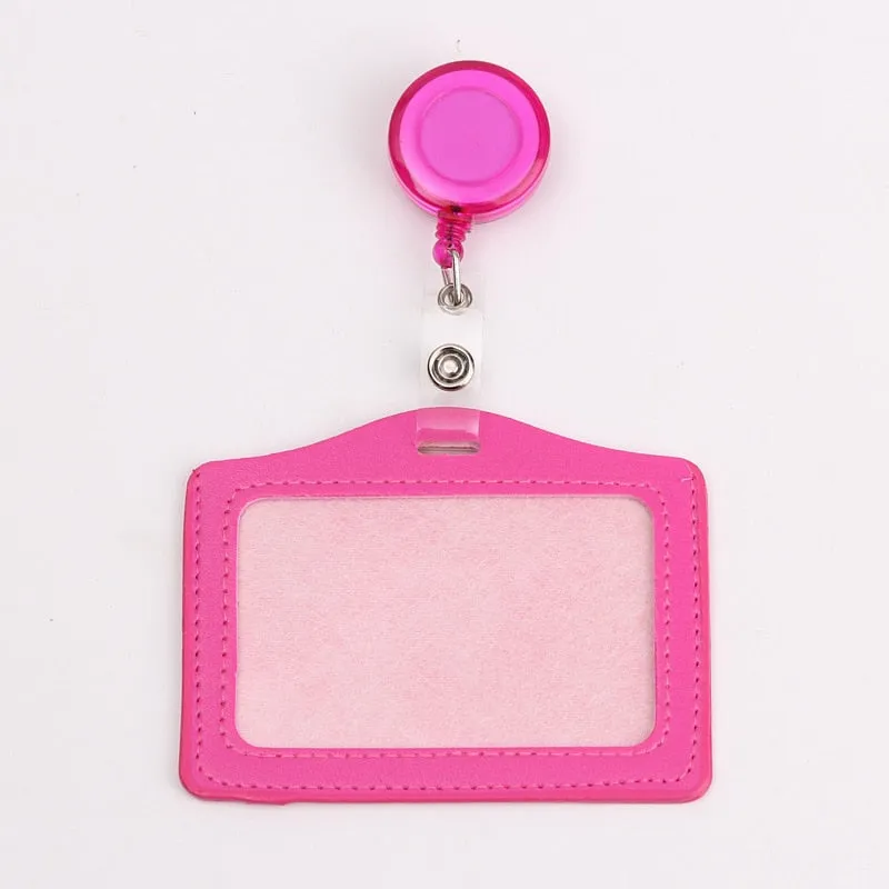 Women Men Cruise Retractable Badge Reel ID Card Holder Cover Case Nurse Badge Lanyards Fashion PU Leather Card Holders Set