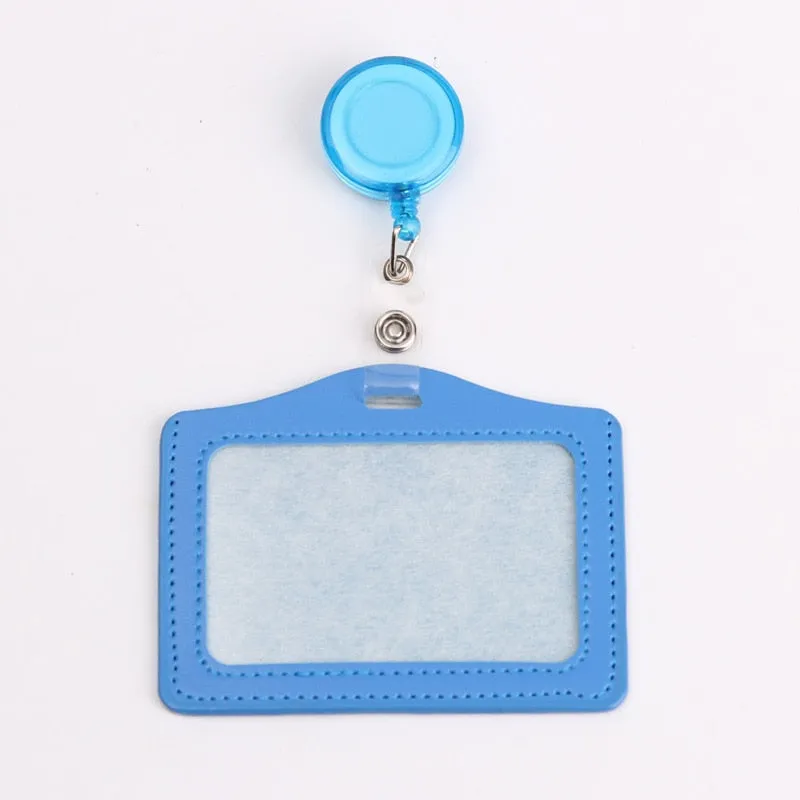 Women Men Cruise Retractable Badge Reel ID Card Holder Cover Case Nurse Badge Lanyards Fashion PU Leather Card Holders Set