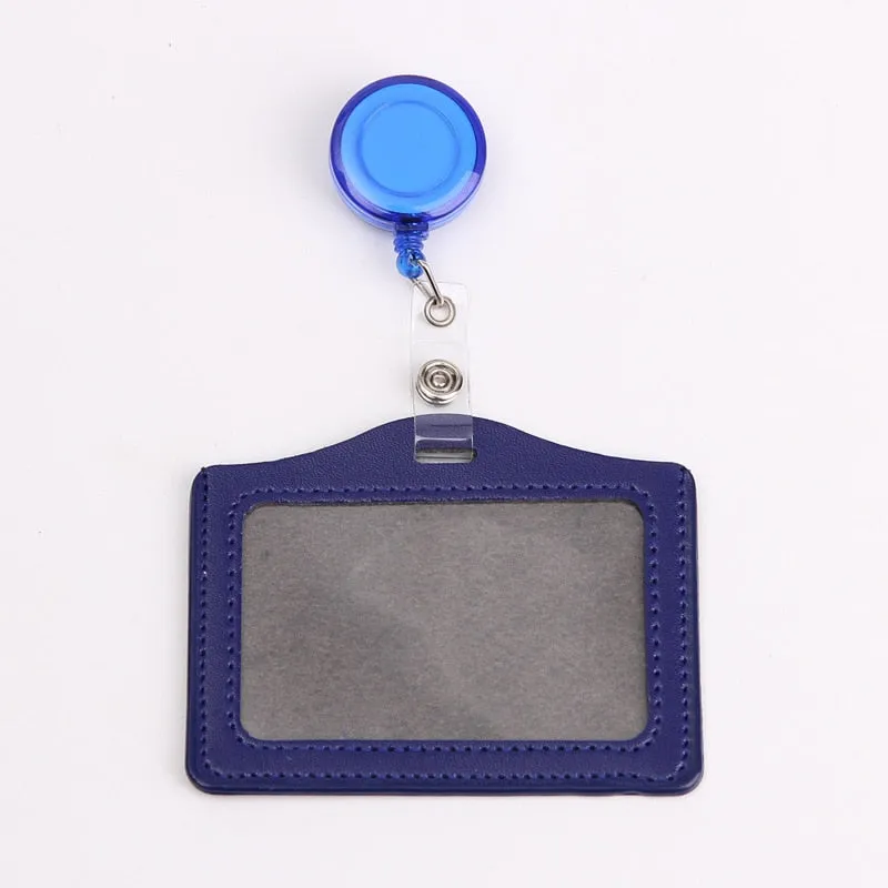 Women Men Cruise Retractable Badge Reel ID Card Holder Cover Case Nurse Badge Lanyards Fashion PU Leather Card Holders Set