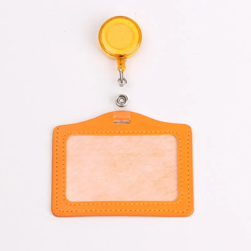 Women Men Cruise Retractable Badge Reel ID Card Holder Cover Case Nurse Badge Lanyards Fashion PU Leather Card Holders Set