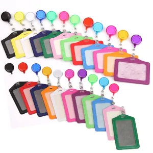 Women Men Cruise Retractable Badge Reel ID Card Holder Cover Case Nurse Badge Lanyards Fashion PU Leather Card Holders Set