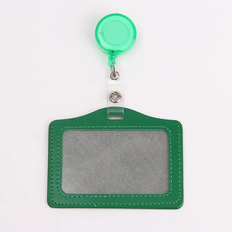 Women Men Cruise Retractable Badge Reel ID Card Holder Cover Case Nurse Badge Lanyards Fashion PU Leather Card Holders Set