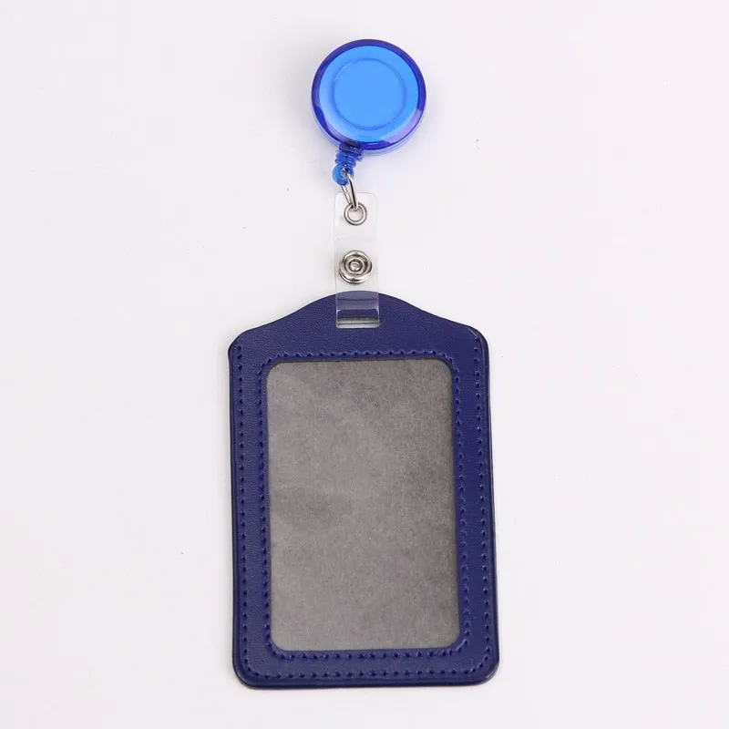 Women Men Cruise Retractable Badge Reel ID Card Holder Cover Case Nurse Badge Lanyards Fashion PU Leather Card Holders Set