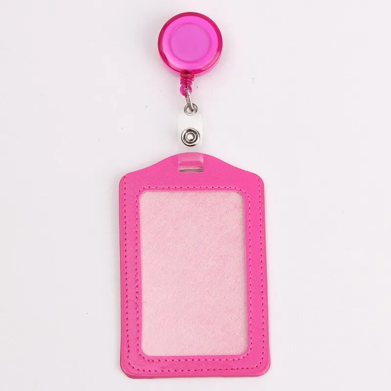 Women Men Cruise Retractable Badge Reel ID Card Holder Cover Case Nurse Badge Lanyards Fashion PU Leather Card Holders Set