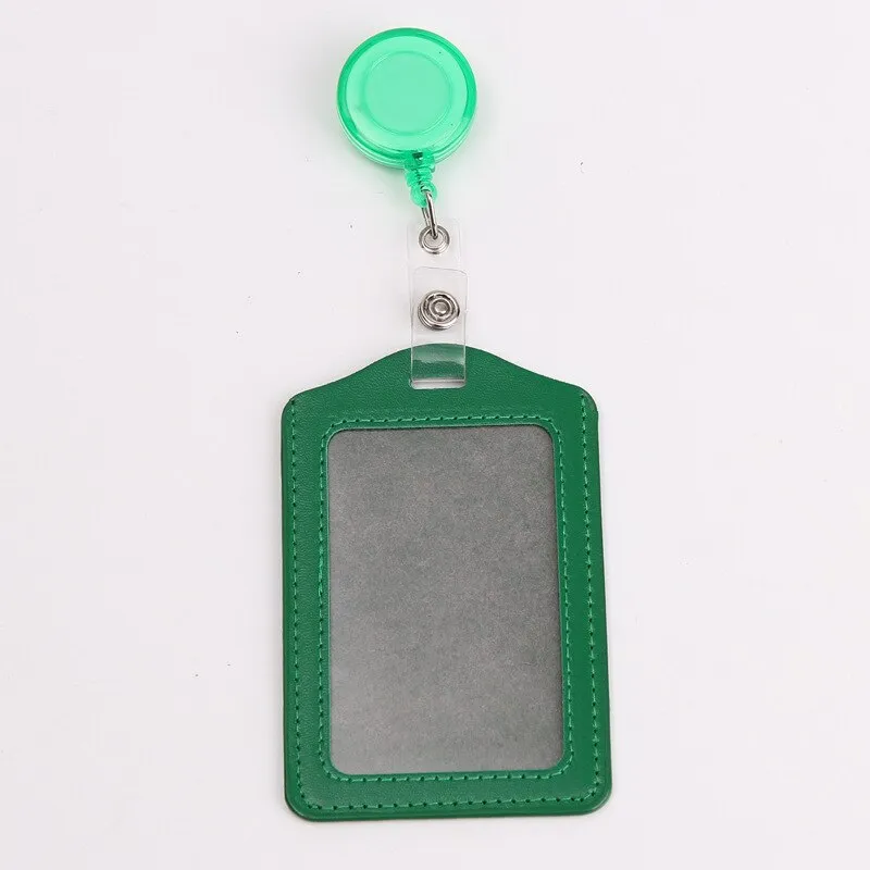 Women Men Cruise Retractable Badge Reel ID Card Holder Cover Case Nurse Badge Lanyards Fashion PU Leather Card Holders Set