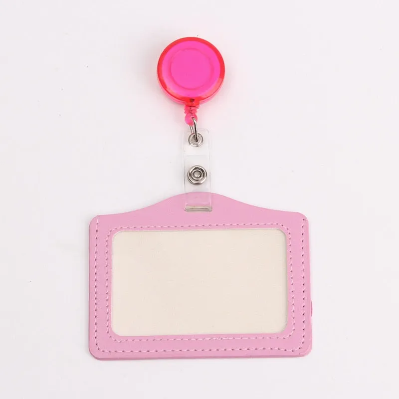 Women Men Cruise Retractable Badge Reel ID Card Holder Cover Case Nurse Badge Lanyards Fashion PU Leather Card Holders Set
