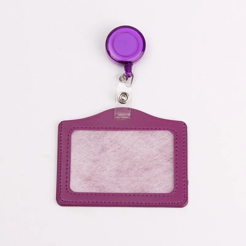 Women Men Cruise Retractable Badge Reel ID Card Holder Cover Case Nurse Badge Lanyards Fashion PU Leather Card Holders Set