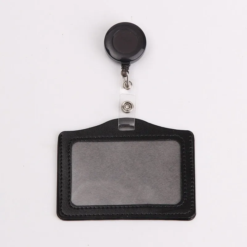 Women Men Cruise Retractable Badge Reel ID Card Holder Cover Case Nurse Badge Lanyards Fashion PU Leather Card Holders Set