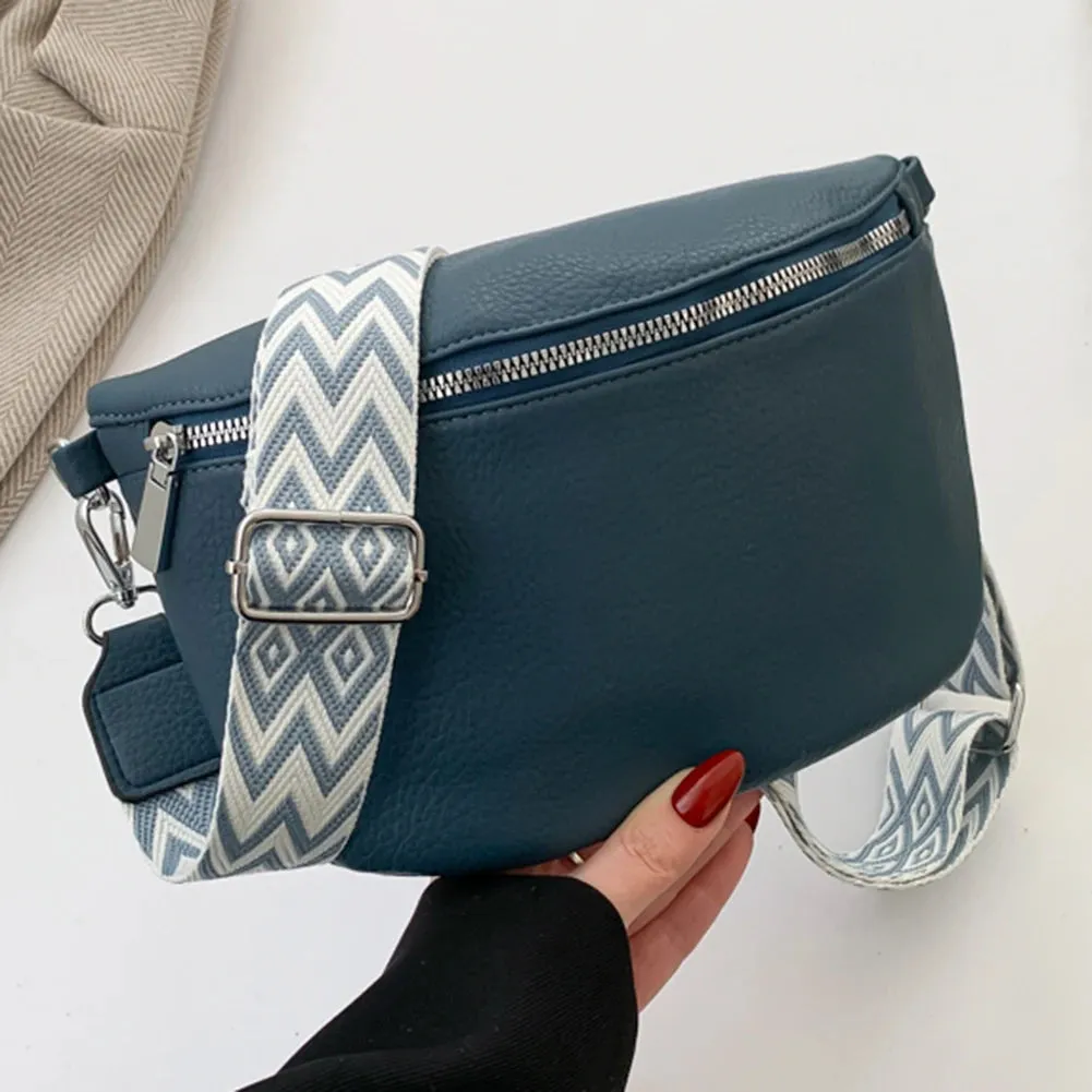 Women PU Chest Bag Stylish Shoulder Bag Large Capacity Small Hobo Bag Solid Color Soft Waist Bag Adjustable Strap Satchel Bag