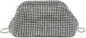 Women Rhinestone Evening Shoulder Bag Clutch with Detachable Strap Crystal Purse for Wedding Party