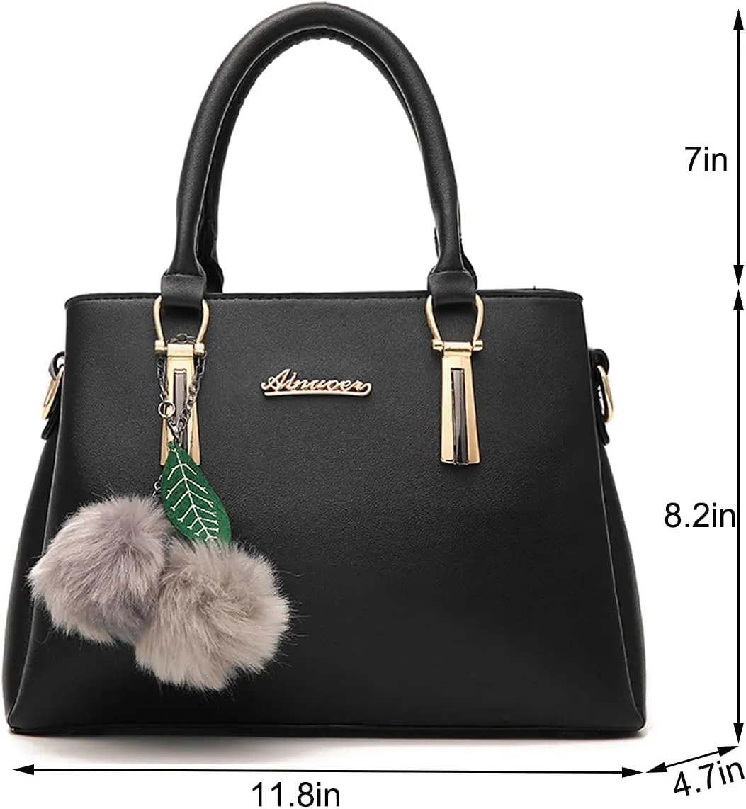 Women Satchel Bags Handle Shoulder Handbags and Purses Pockets Zipper PU Leather Crossbody Bags