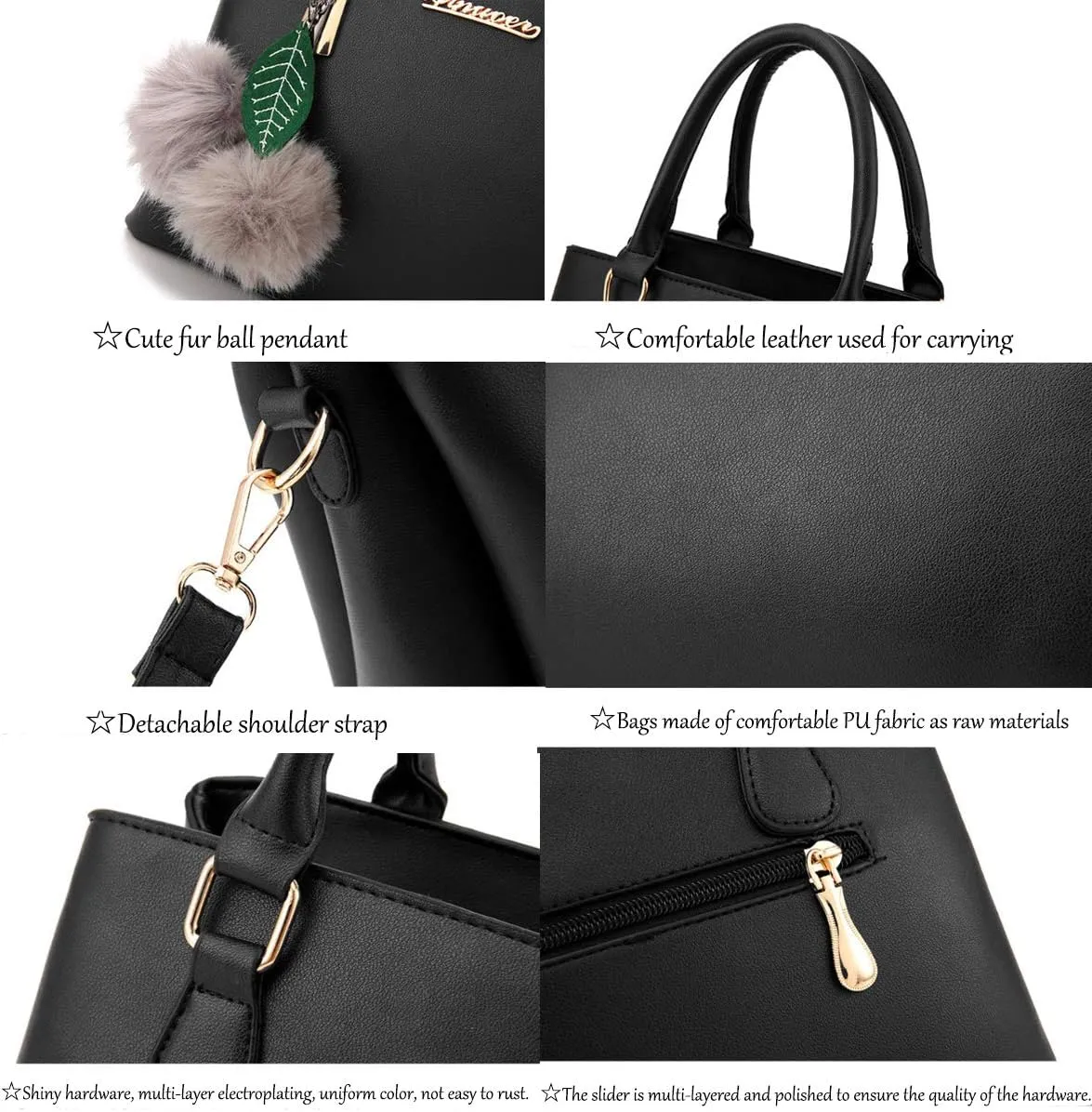 Women Satchel Bags Handle Shoulder Handbags and Purses Pockets Zipper PU Leather Crossbody Bags
