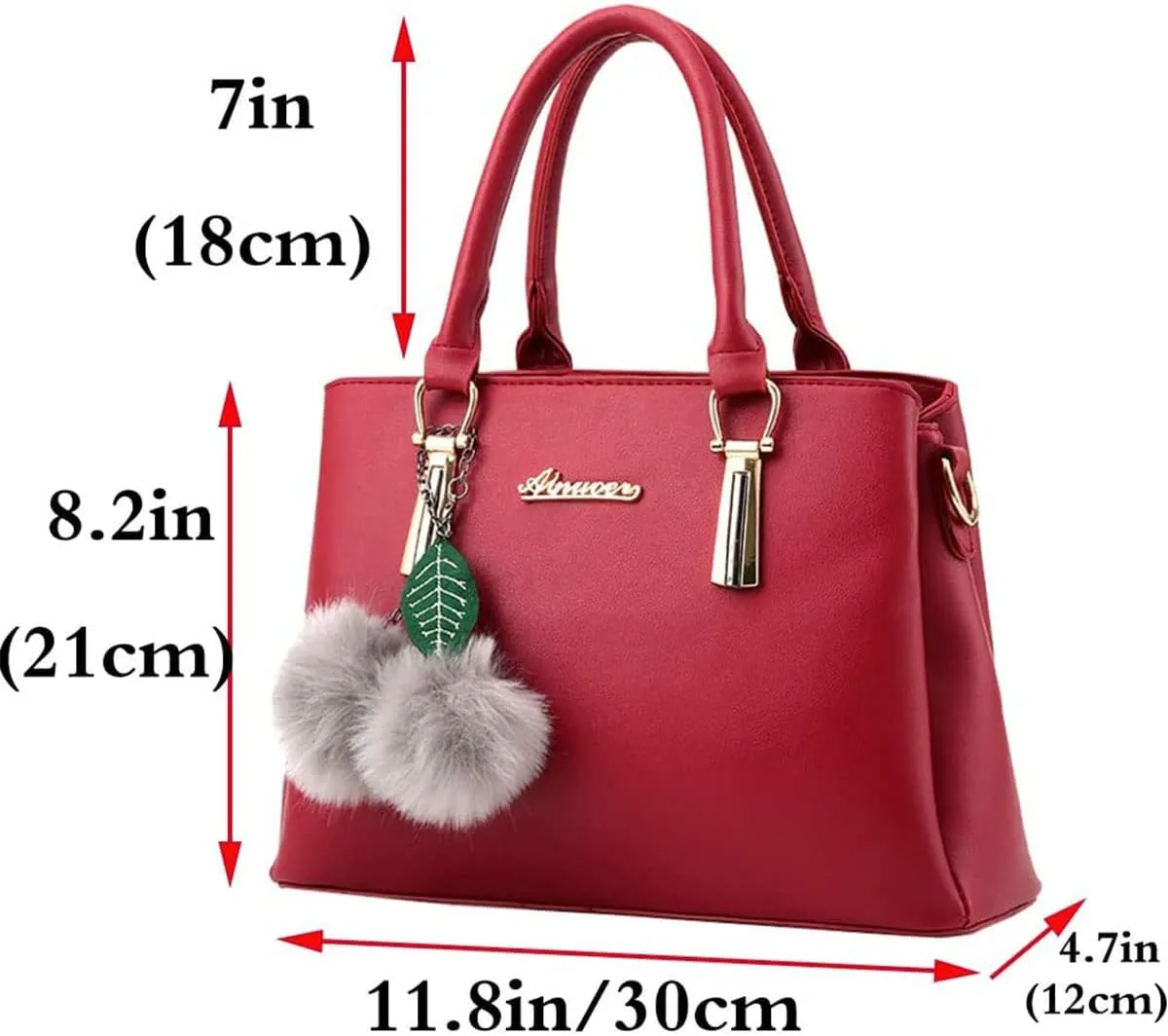 Women Satchel Bags Handle Shoulder Handbags and Purses Pockets Zipper PU Leather Crossbody Bags