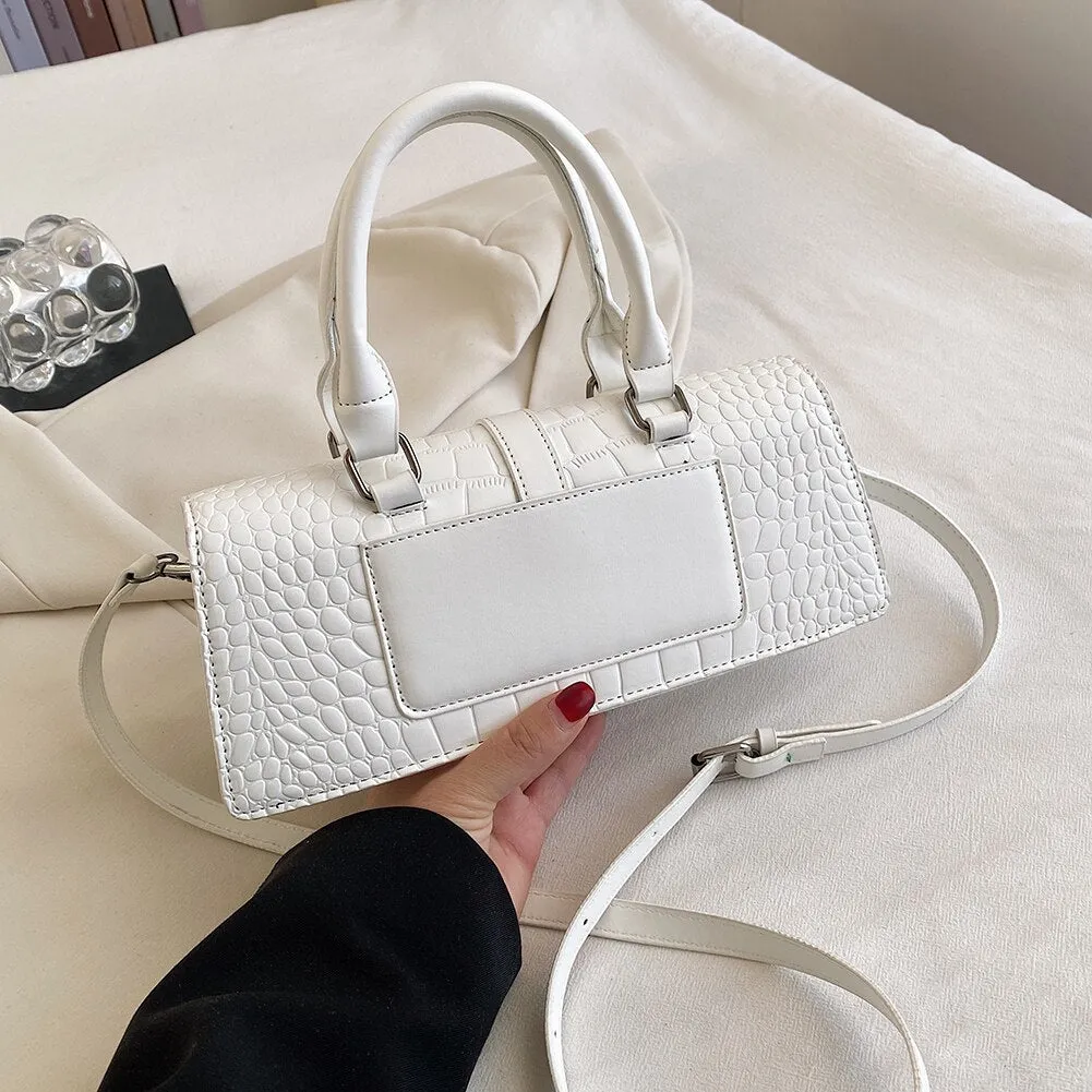 Women Shopping Crossbody Bag Large Capacity PU Satchel Bag Hasp Adjustable Strap Solid for Casual Work Party Dating Hobo Bag