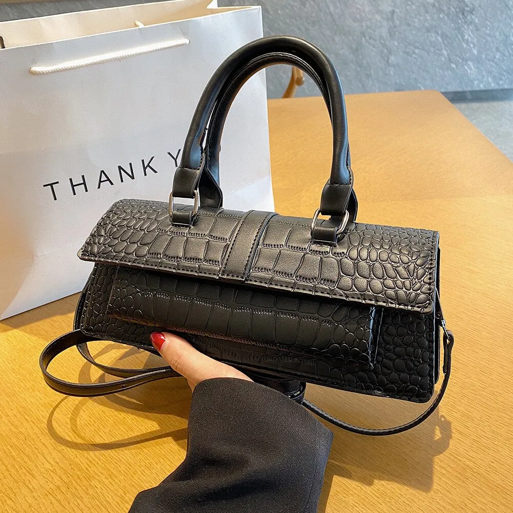 Women Shopping Crossbody Bag Large Capacity PU Satchel Bag Hasp Adjustable Strap Solid for Casual Work Party Dating Hobo Bag