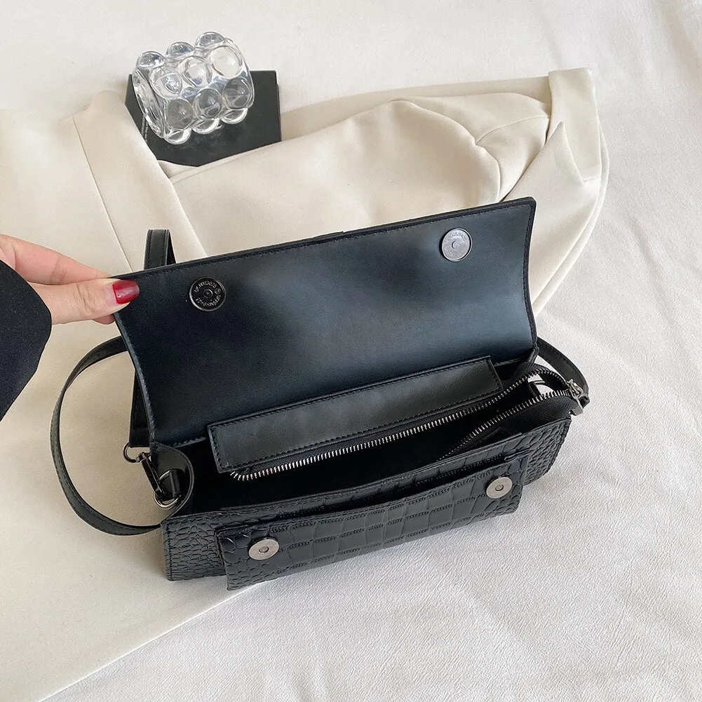 Women Shopping Crossbody Bag Large Capacity PU Satchel Bag Hasp Adjustable Strap Solid for Casual Work Party Dating Hobo Bag