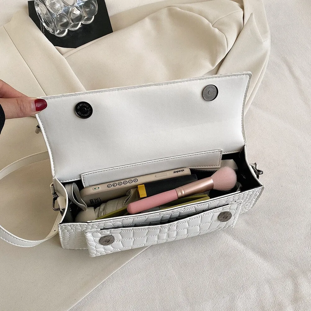 Women Shopping Crossbody Bag Large Capacity PU Satchel Bag Hasp Adjustable Strap Solid for Casual Work Party Dating Hobo Bag