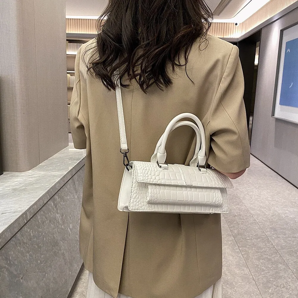 Women Shopping Crossbody Bag Large Capacity PU Satchel Bag Hasp Adjustable Strap Solid for Casual Work Party Dating Hobo Bag