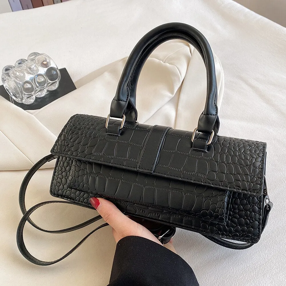 Women Shopping Crossbody Bag Large Capacity PU Satchel Bag Hasp Adjustable Strap Solid for Casual Work Party Dating Hobo Bag