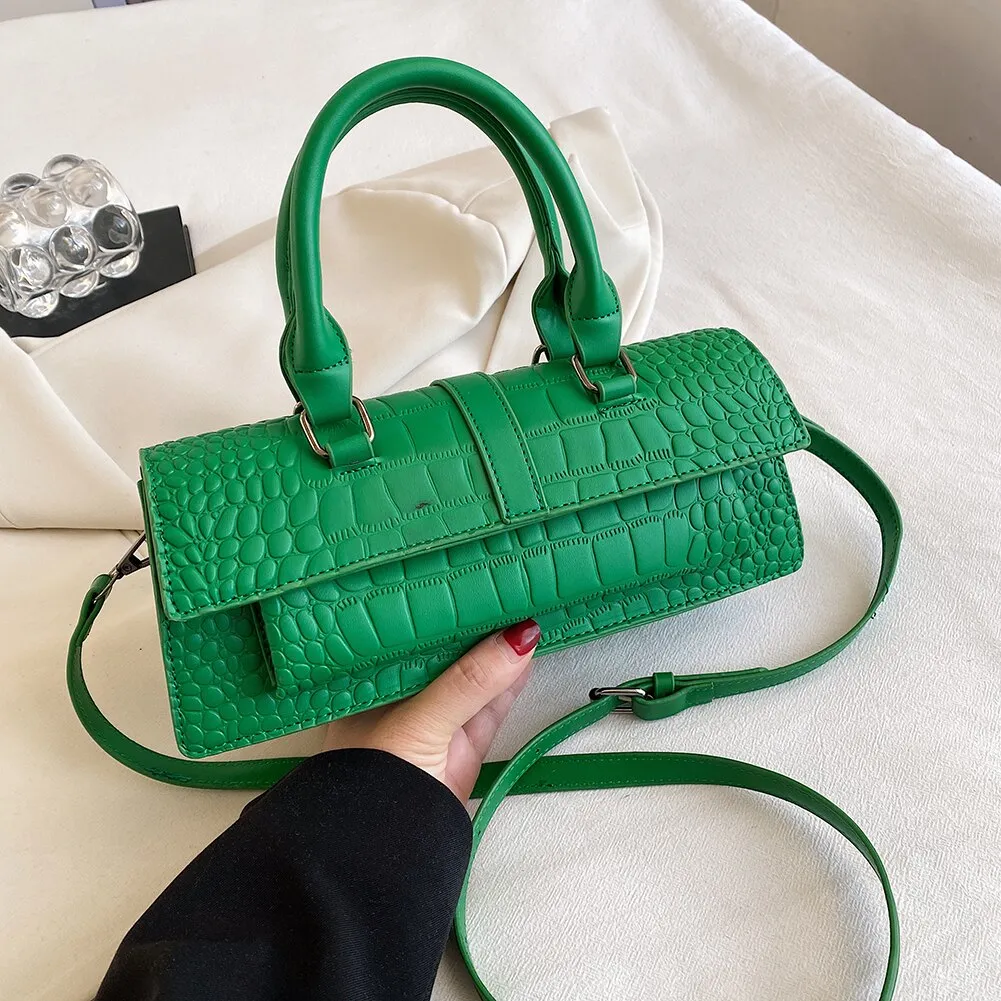 Women Shopping Crossbody Bag Large Capacity PU Satchel Bag Hasp Adjustable Strap Solid for Casual Work Party Dating Hobo Bag