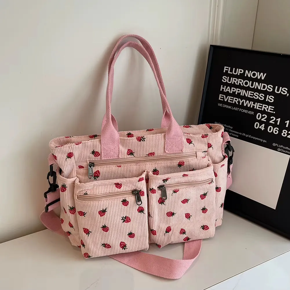 Women Strawberry Shoulder Bag Trendy Commuting Bag Zipper Closure Stylish Crossbody Bag Simple Messenger Bag Outdoor Travel Bag