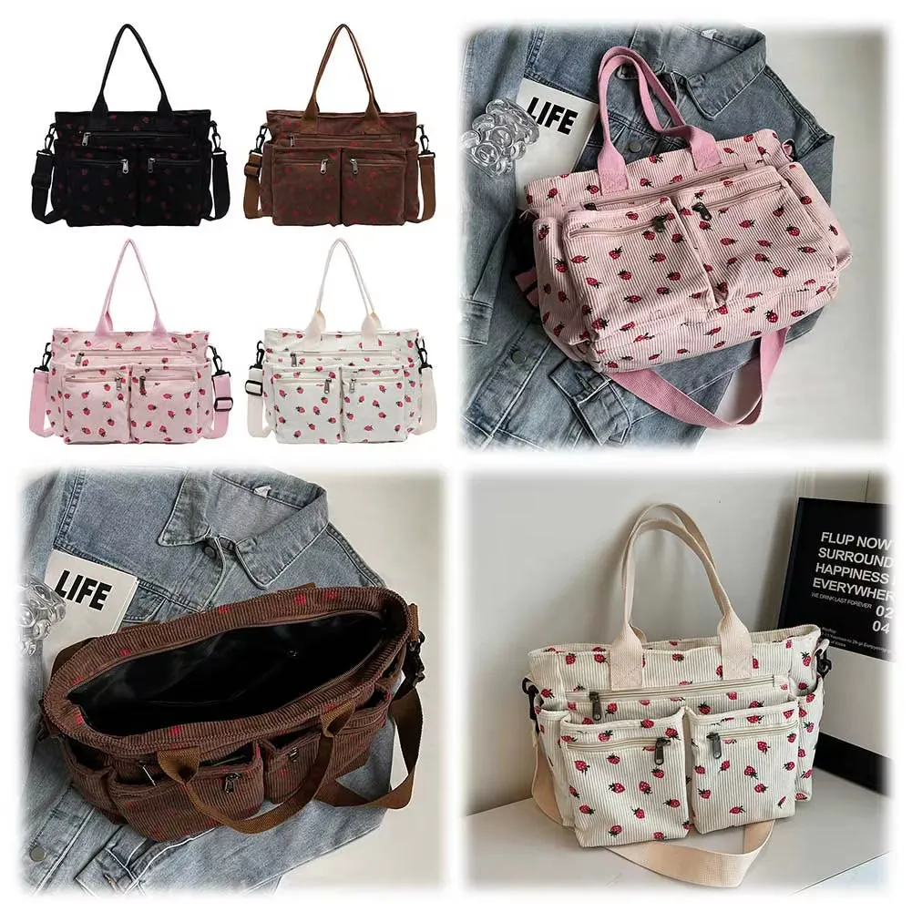 Women Strawberry Shoulder Bag Trendy Commuting Bag Zipper Closure Stylish Crossbody Bag Simple Messenger Bag Outdoor Travel Bag