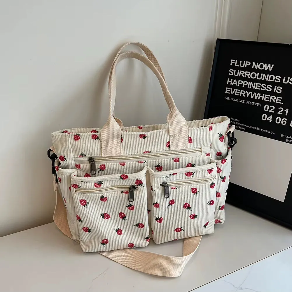 Women Strawberry Shoulder Bag Trendy Commuting Bag Zipper Closure Stylish Crossbody Bag Simple Messenger Bag Outdoor Travel Bag