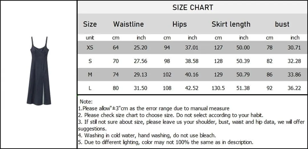 Women Sumer Sleeveless Backless Appear Slim Front Bottom Slit Long Denim Slip Dress