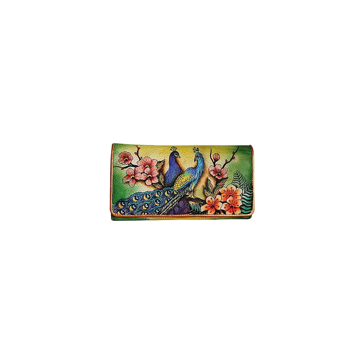 Women's Anuschka Accordian Flap Wallet Passionate Peacocks Leather