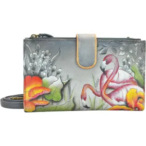 Women's Anuschka Large Smartphone Case And Wallet Flamboyant Flamingos Leather