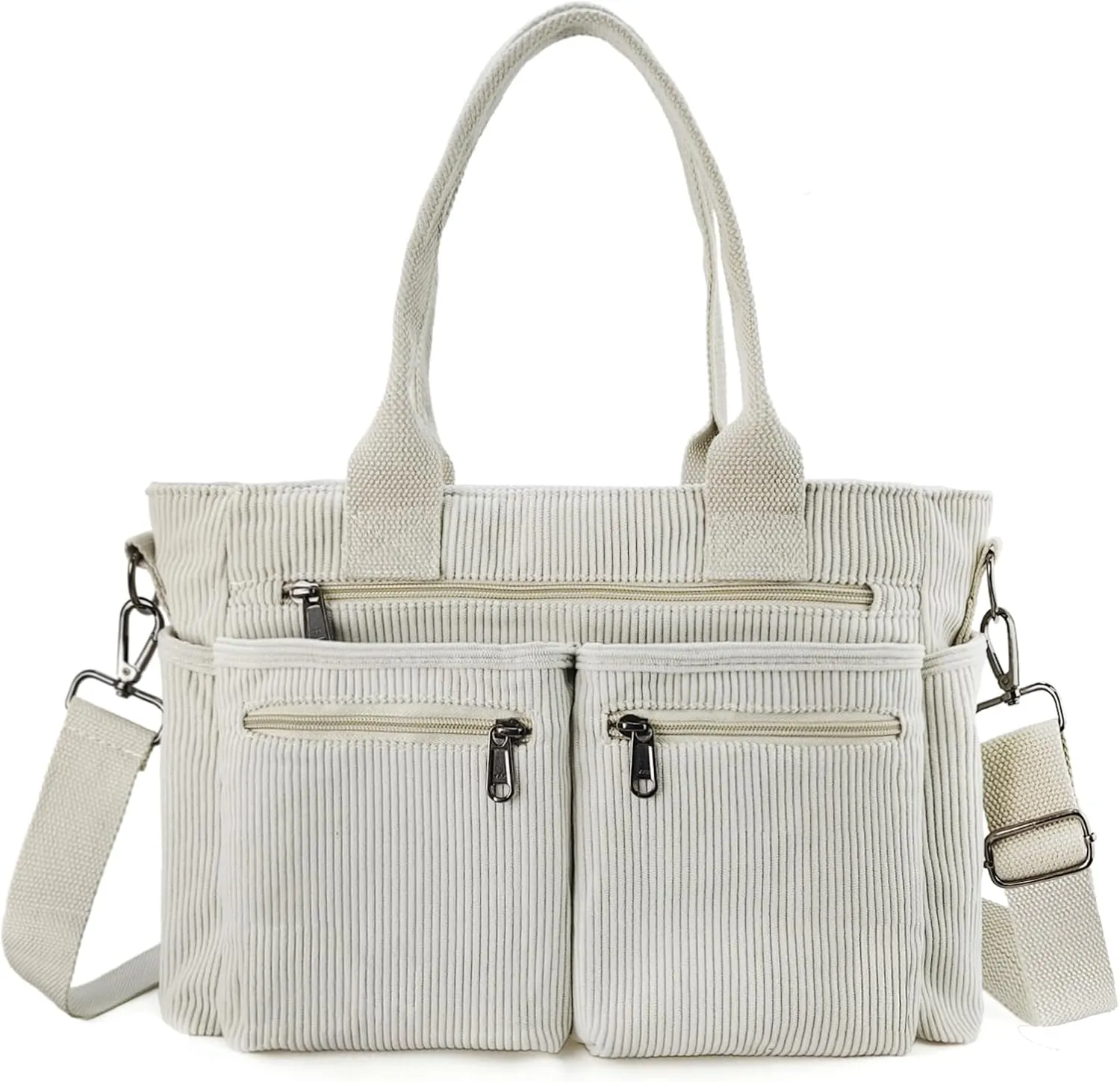Womens Casual Corduroy Tote Bags with Multiple Pockets Hobo Crossbody Bag Travel Shoulder Bags Cute Purse Handbag