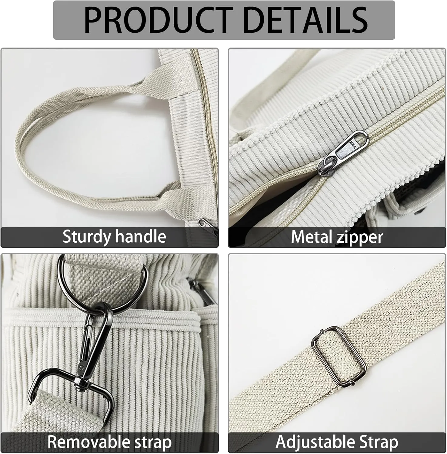 Womens Casual Corduroy Tote Bags with Multiple Pockets Hobo Crossbody Bag Travel Shoulder Bags Cute Purse Handbag