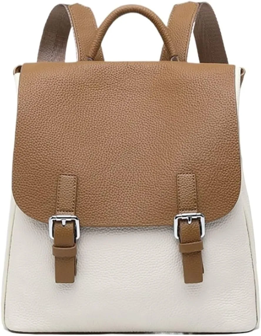 Women's Casual Daypack Fashion Backpacks Genuine Leather Handbags Travel Bags Business Briefcases Laptop Bags (Color : Brown, Size : Medium)