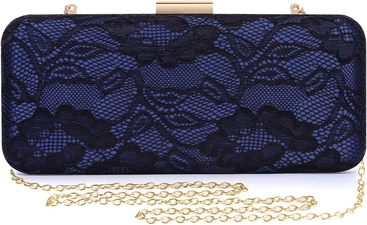 Women's Elegant Floral Lace Clutch Formal Evening Prom Handbag Purse