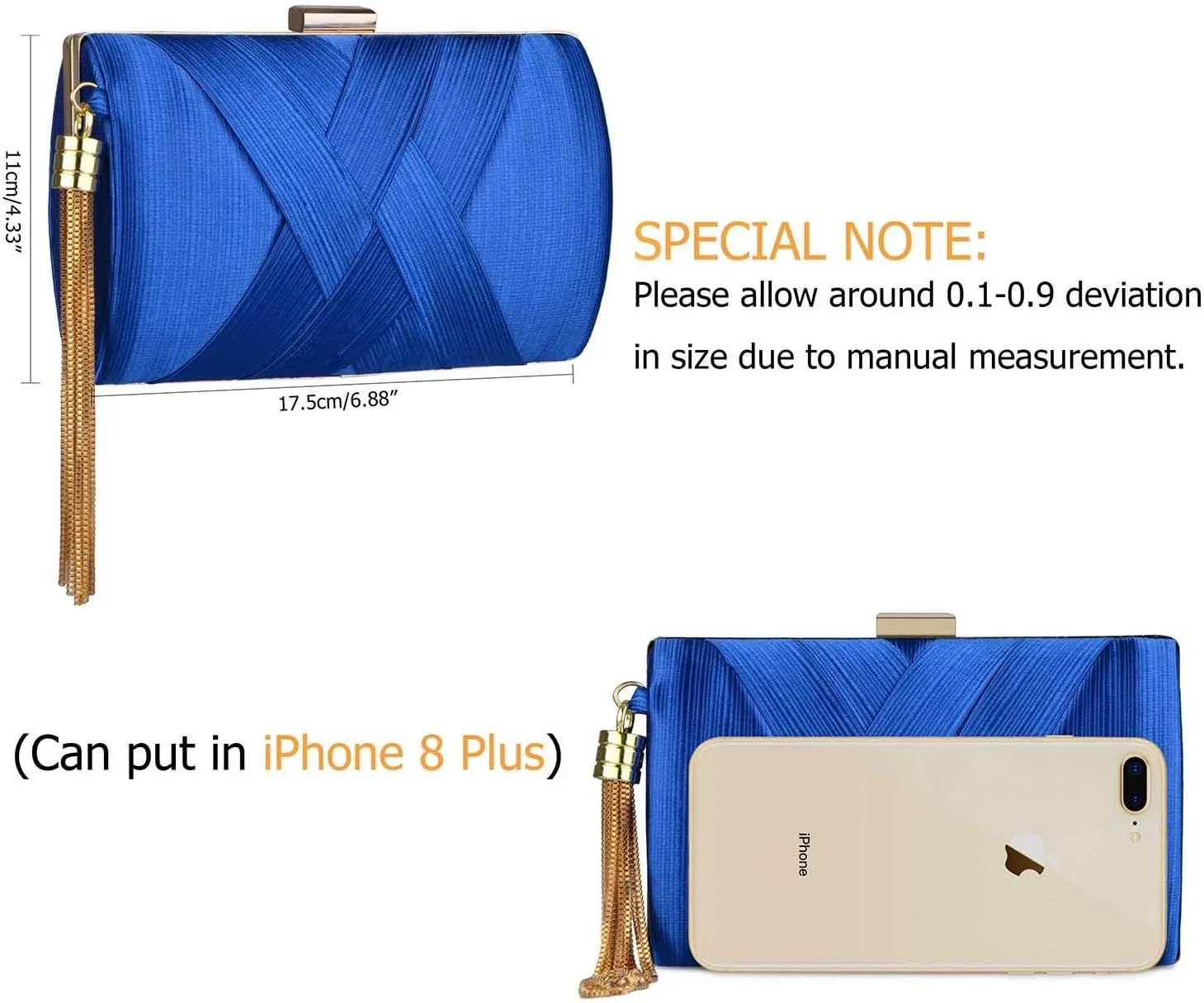 Women's Elegant Tassel Evening Bag Clutch Purse for Bride Wedding Prom Night Out Party