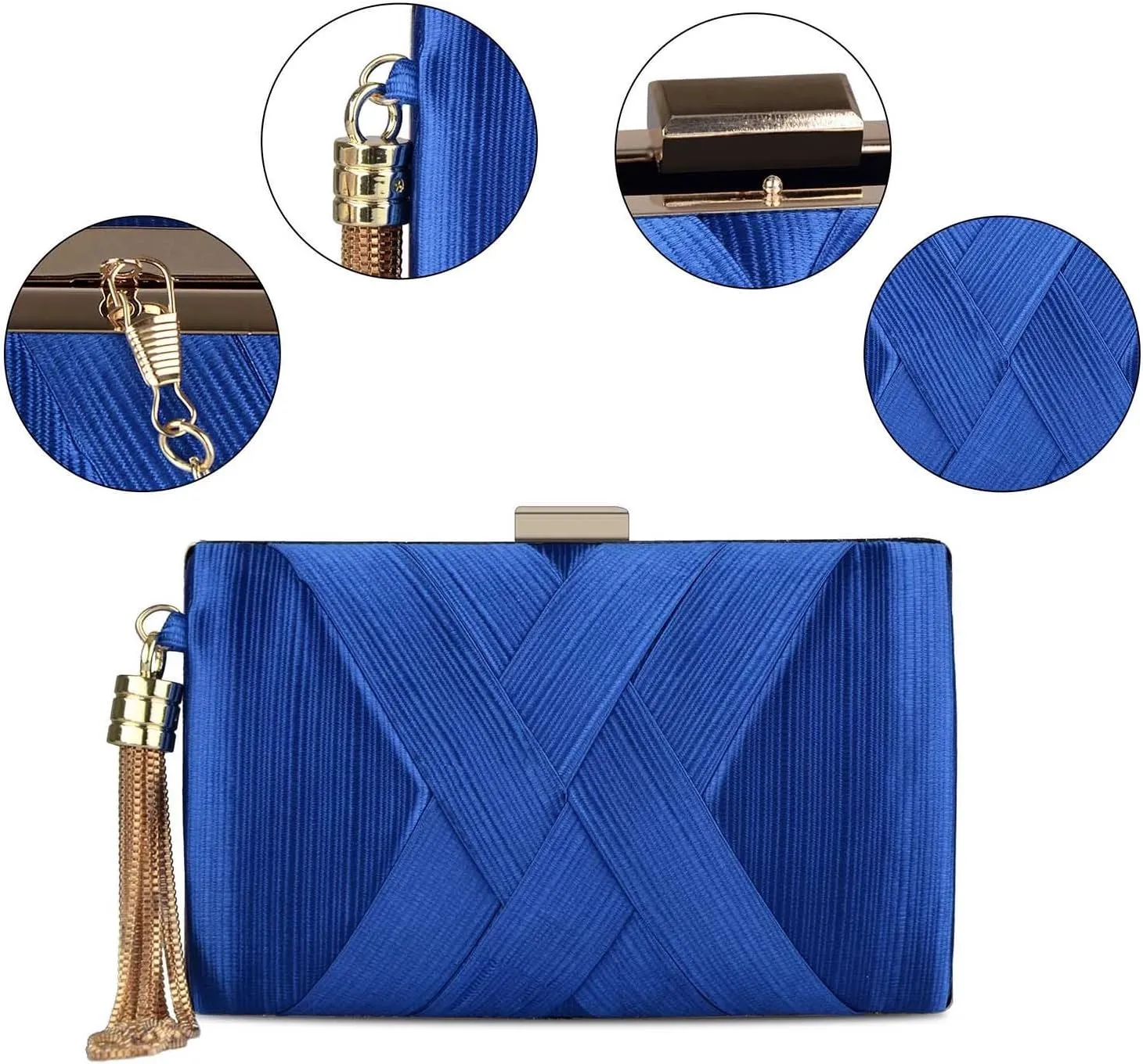 Women's Elegant Tassel Evening Bag Clutch Purse for Bride Wedding Prom Night Out Party
