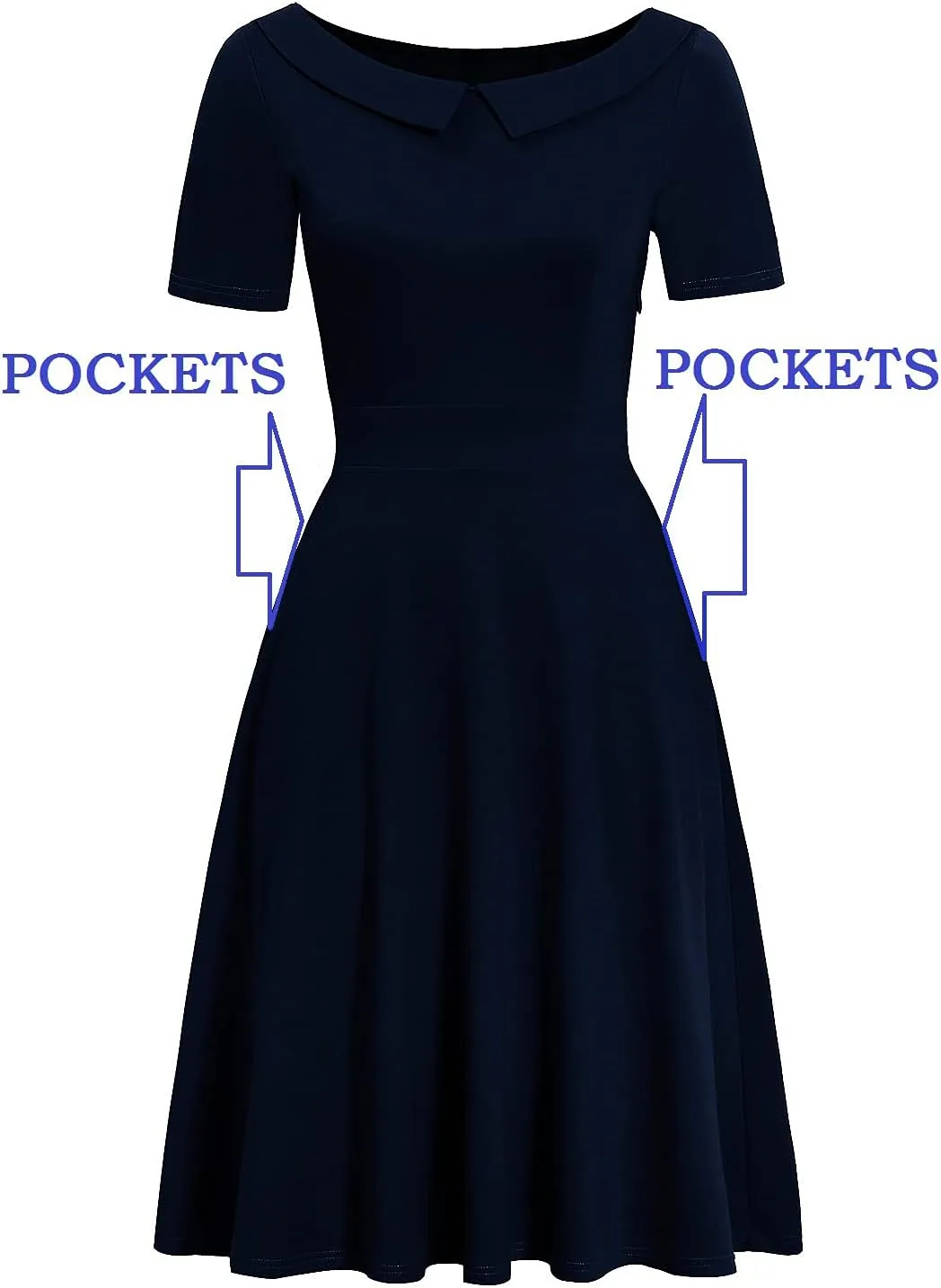 Women's Elegant Vintage Cotton Casual Floral Print Work Party Peter Pan Collar A-Line Dress with Pockets 978