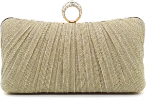 Women's Evening Bag Summer Wedding Party Clutches Pleated Evening Bag for Bridal Shoulder Handbag