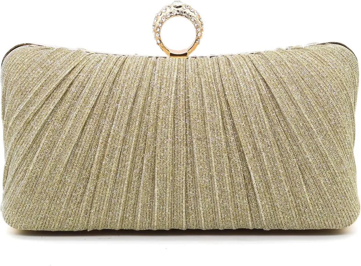 Women's Evening Bag Summer Wedding Party Clutches Pleated Evening Bag for Bridal Shoulder Handbag
